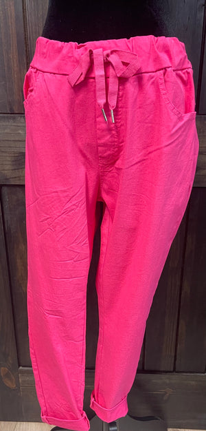 Casual Comfy Pants- Plain Hot Pink