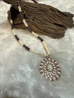 Manning Necklaces- "Flower" Bronze & Cream Blossom