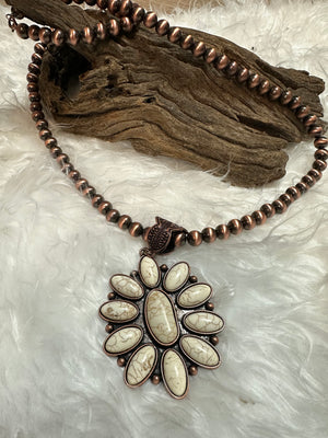 Manning Necklaces- "Azteca" Bronze & Cream Blossom
