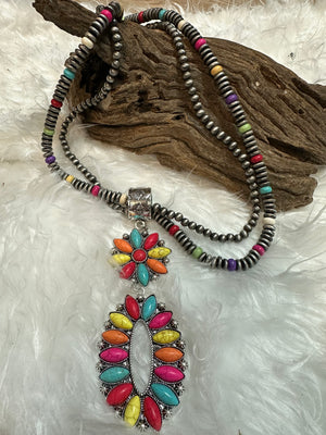 Dana Necklaces- "Flower Drop Blossom" Doubled Rainbow