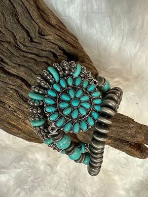Juliette Bracelets- "Turquoise Blossom" Navajo