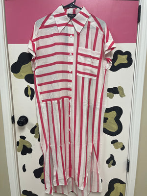 "Hot Pink & White Striped" Maxi Dress