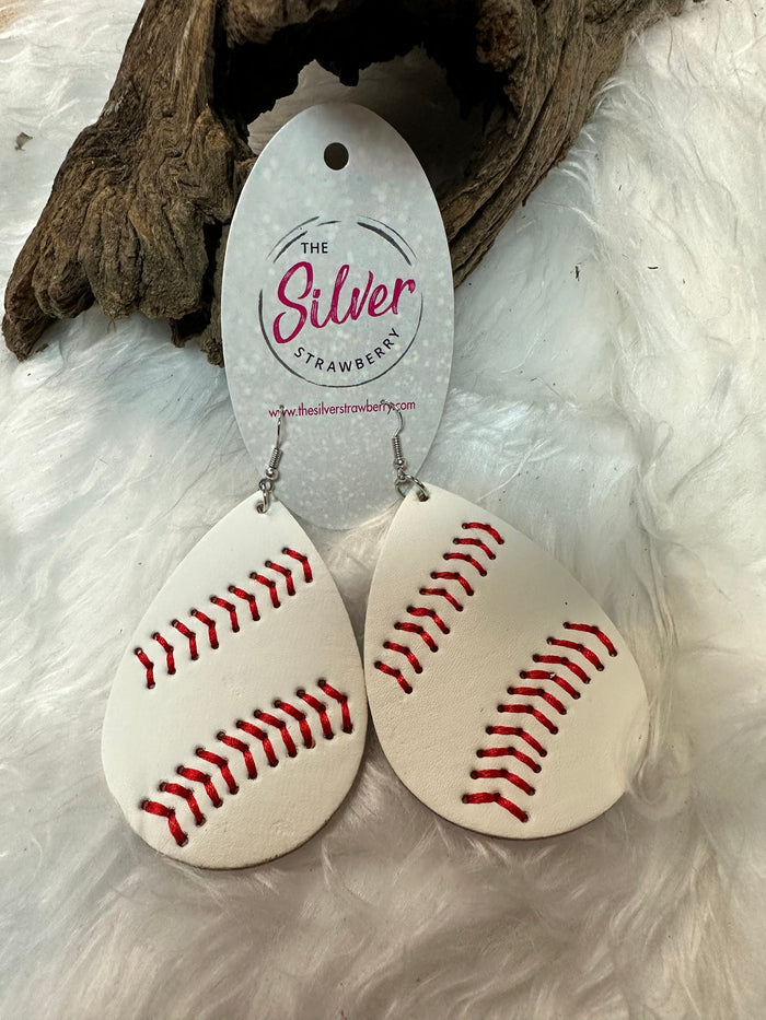 Light As A Feather Earrings- Baseball Stitch