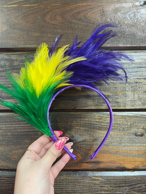 Festive Headband- "Mardi Gras" Theme Feathers
