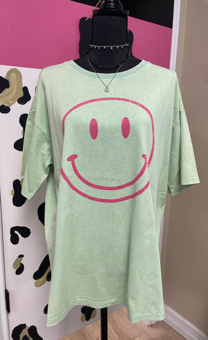 "Lime Smiley Face" Short Sleeve Top