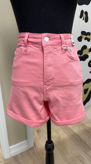 Judy Blue Dyed Shorts- "Pink" High Waist; Tummy Control