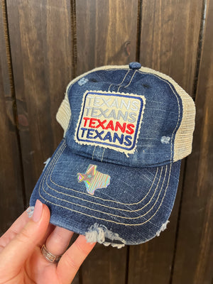 "Texans Texans Texans" Patch Blue Denim Hat