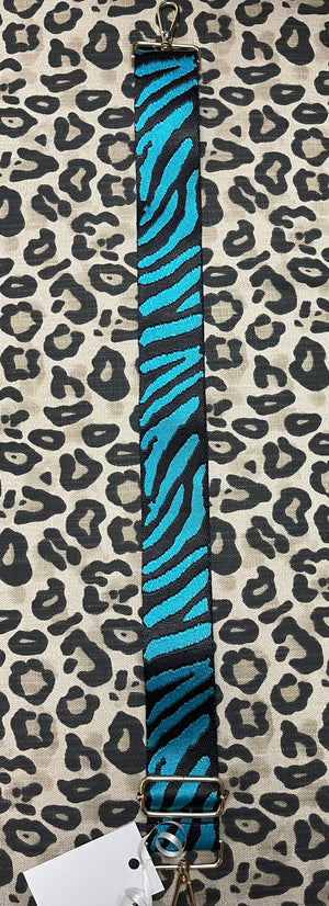 Revelry Purse Strap- Turquoise & Black Zebra