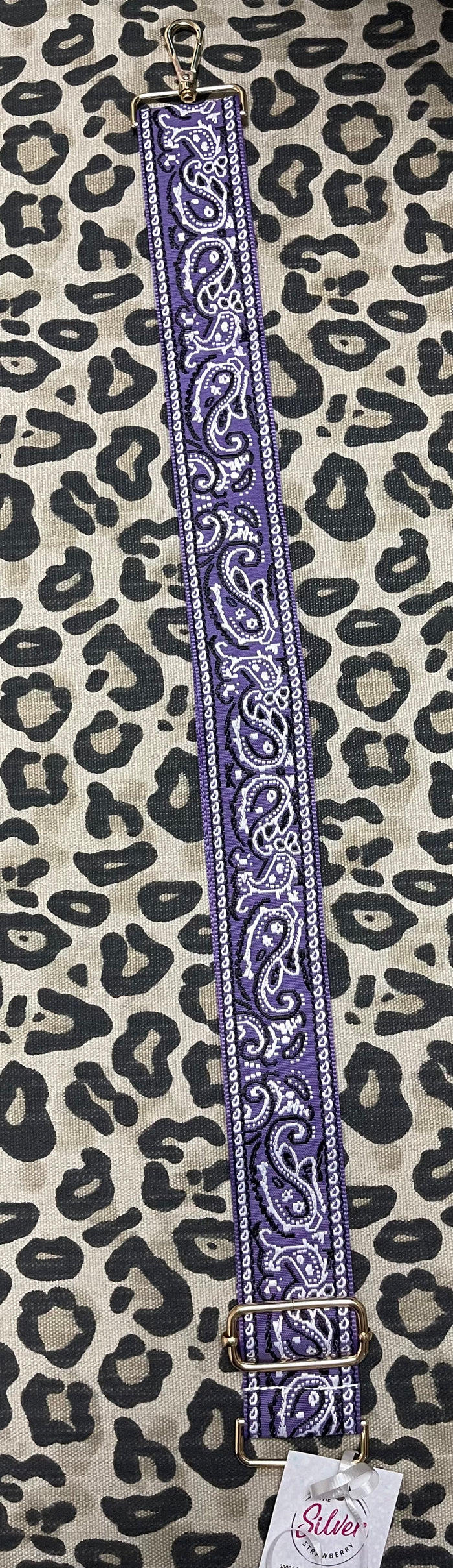 Revelry Purse Strap- Purple & White Paisley