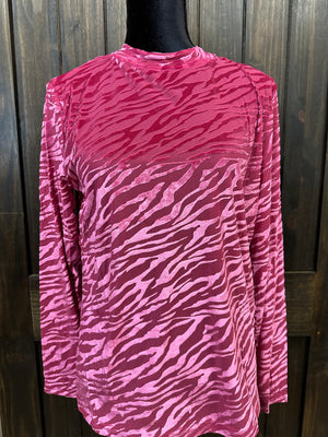 "Hot Pink Zebra" Velvet Sheer Top