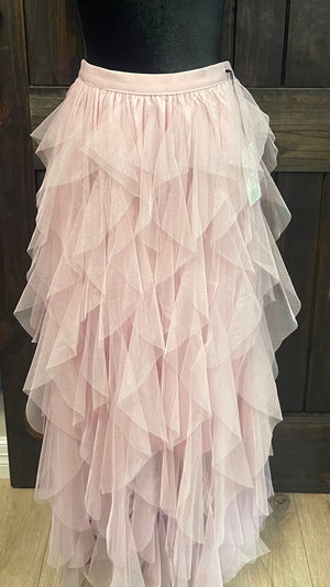 "Light Pink Layered" High Waisted Skirt