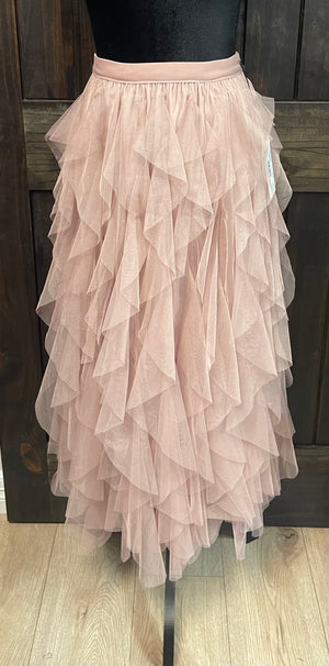 "Dusty Rose Layered" High Waisted Skirt