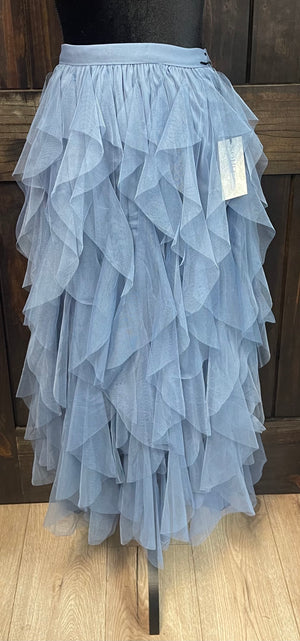 "Dusty Blue Layered" High Waisted Skirt