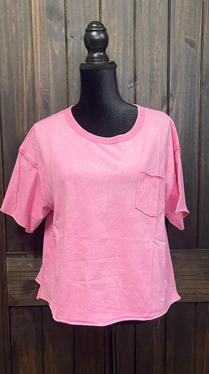 "Cotton Candy Mineral Wash" Short Sleeve Top