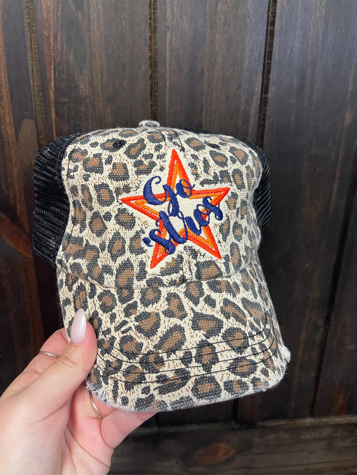 "Go 'Stros" Middle Cheetah & Black Mesh Hat