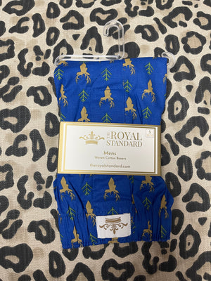 Men's Boxers- "Deer & Pine" Royal Blue