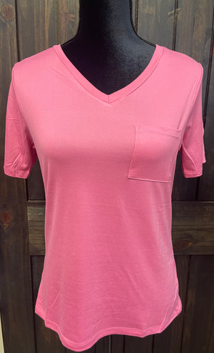 Pajamas- "Hot Pink" V-Neck Short Sleeve Top