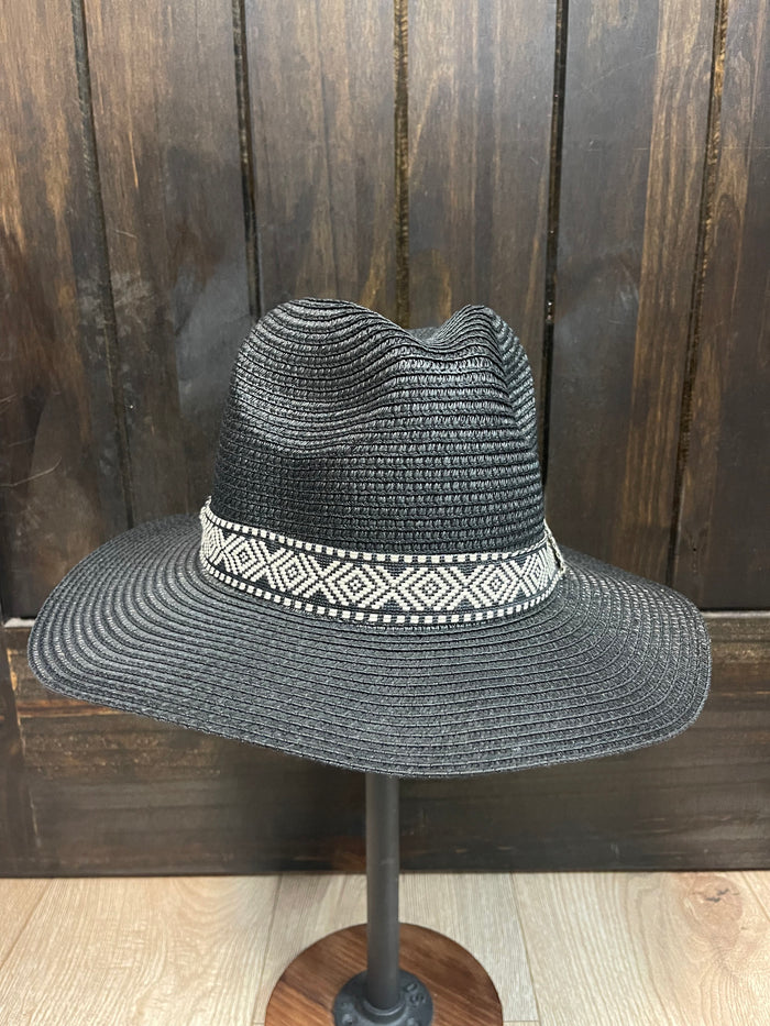 Mini Fedora- Black W/ Aztec Band