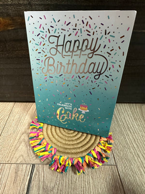 Insta Cake Cards- "Happy Birthday" Teal Sprinkles; Vanilla Confetti
