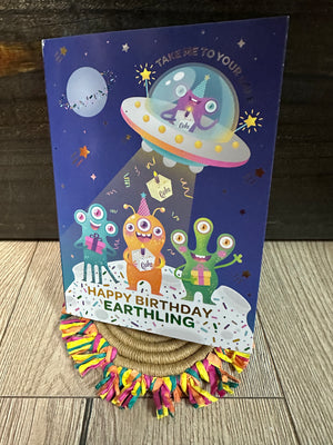 Insta Cake Cards- "Happy Birthday" Aliens; Vanilla Confetti