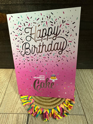Insta Cake Cards- "Happy Birthday" Pink Sprinkles; Double Chocolate