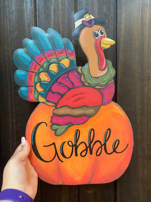 Round Top Collection- "Gobble; Turkey" Tabletop Décor