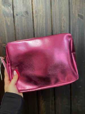"Monica" Plain Bag- Shiny Hot Pink "Pleather"