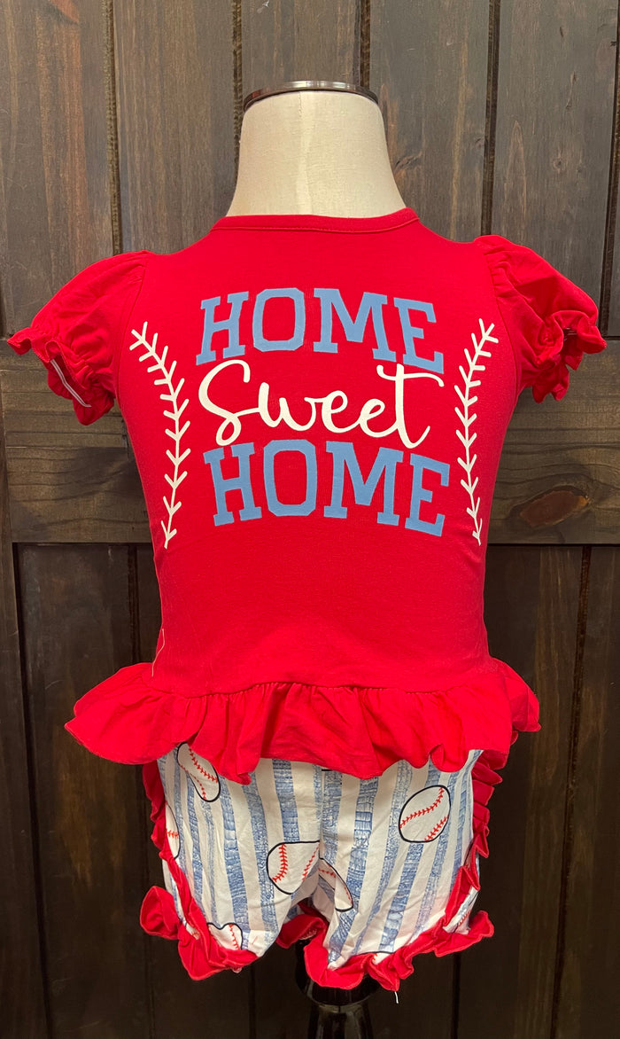 "Home Sweet Home; Baseball" Top & Short Set