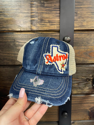 "Texas Astros" Side Denim & Cream Mesh Hat