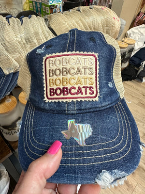"Bobcats Bobcats Bobcats" Patch Blue Denim Hat