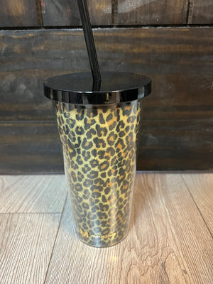 Glitter Tumbler Cup- "Brown Leopard Glitter"