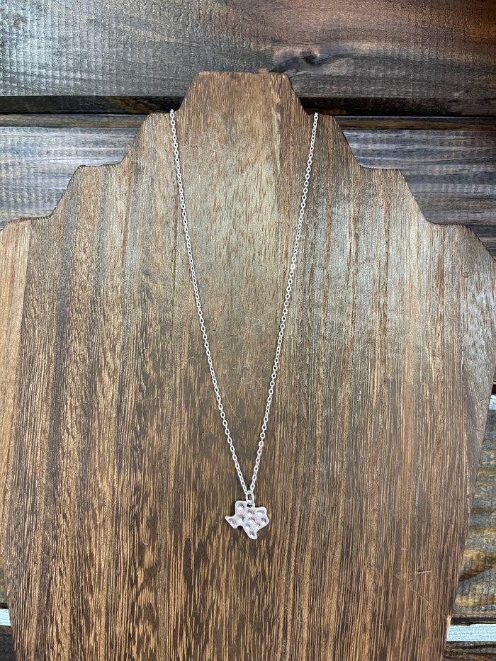 Reign Necklace- "Hammered Texas" Silver