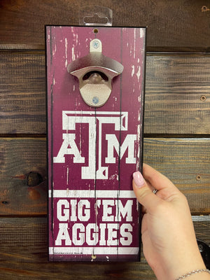 Bottle Opener Sign- "Gig 'Em Aggies" A&M