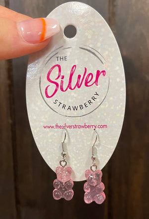 Glossy Acrylic Earrings- "Gummy Bears" Pink
