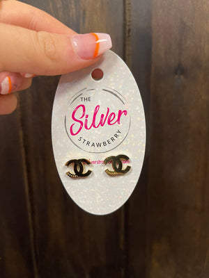 Natalie Stud Earrings- "CC; Plain Gold"