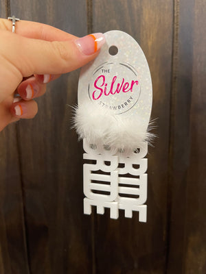 Glossy Acrylic- "Bride; White" White Pom Pom