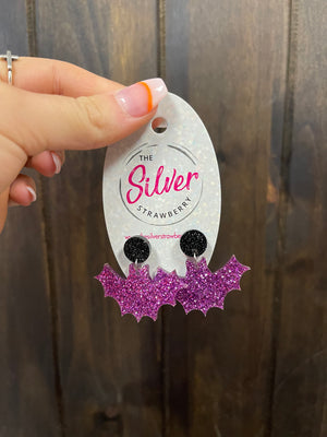 Glossy Acrylic- "Bat; Purple Glitter"
