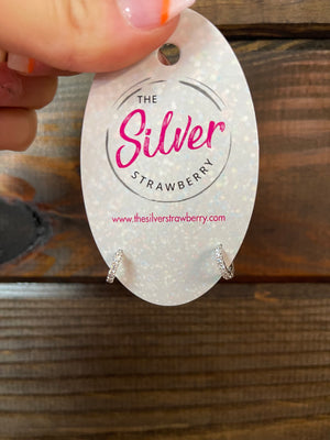 Haley Hoops Earrings- "OG Mini Rhinestone" Silver
