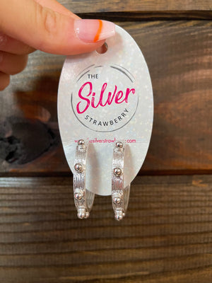 Cindy Earrings- "Solid Beaded Hoops" Silver