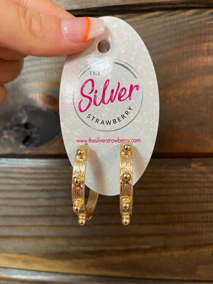 Cindy Earrings- "Solid Beaded Hoops" Gold