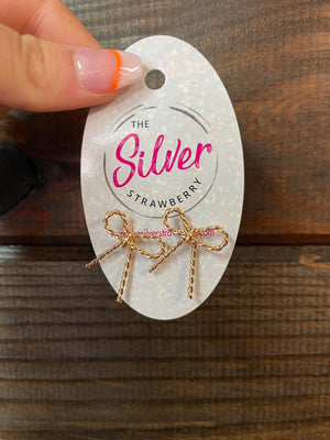 Natalie Stud Earrings- "Large Rope Bow" Gold