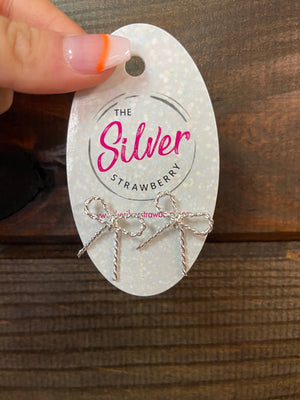 Natalie Stud Earrings- "Large Rope Bow" Silver