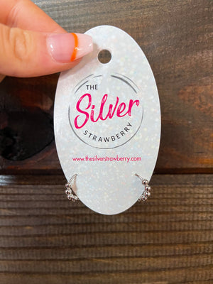 Haley Hoops Earrings- "Small Beaded" Silver