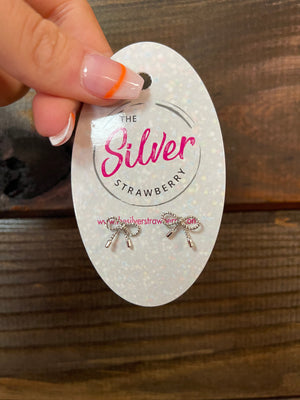 Natalie Stud Earrings- "Mini Rope Bow" Silver