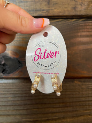 Cindy Earrings- "Solid Gold W/ Pearl Studs" Gold
