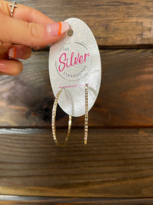All In Tin Earrings- "Gold Rhinestone" Hoops