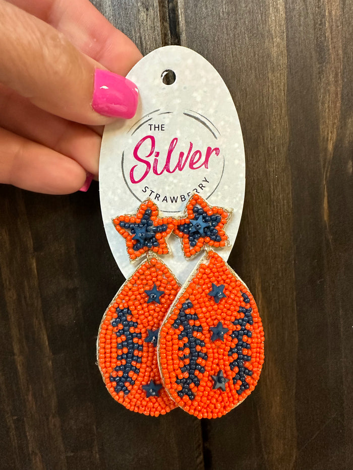 Sugar Crush Earrings- "Baseball Teardrop" Astros Theme