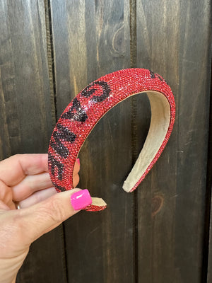 "OG" Rhinestone Headband- "Game Day" Red & Black