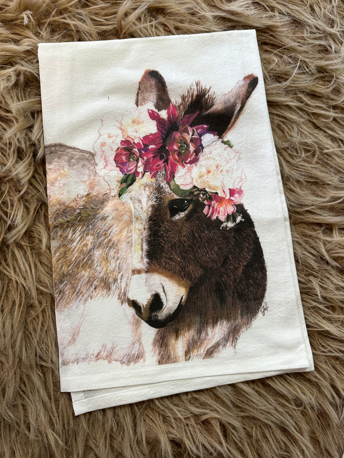 Kitchen Towels- "Floral Donkey" JWord