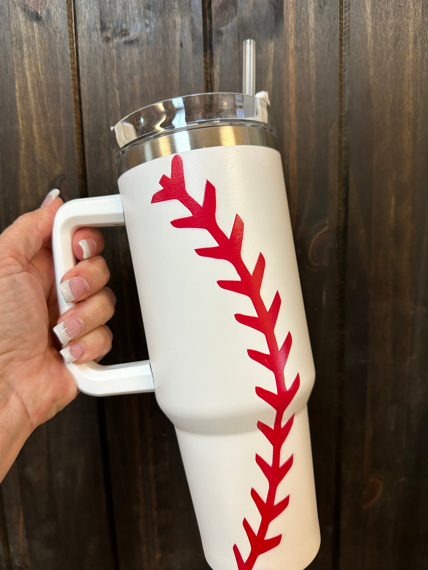 Handle Insulated Cup- White (40oz) – The Silver Strawberry